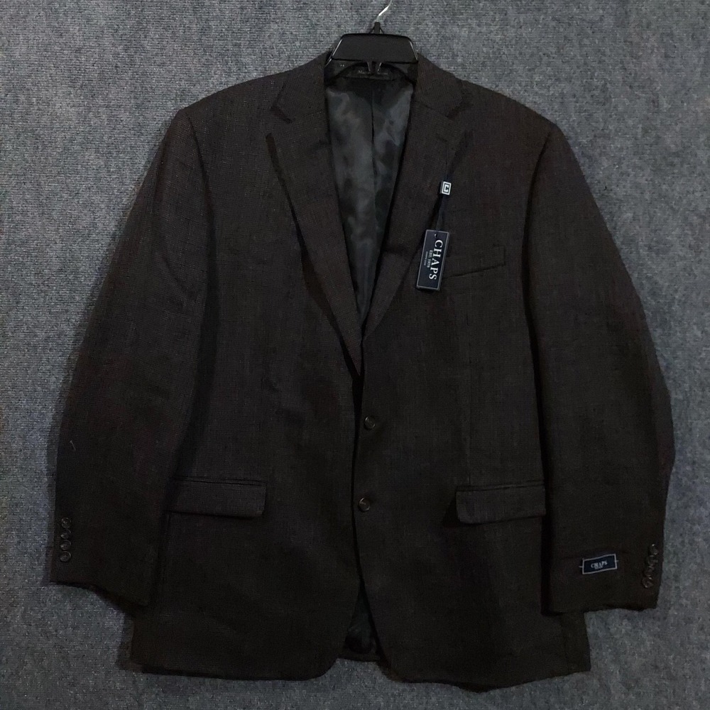 Chaps Blazer Mens 46 Long Brown 100% Wool Tweed 2‎ Button Sport Coat Jacket New
